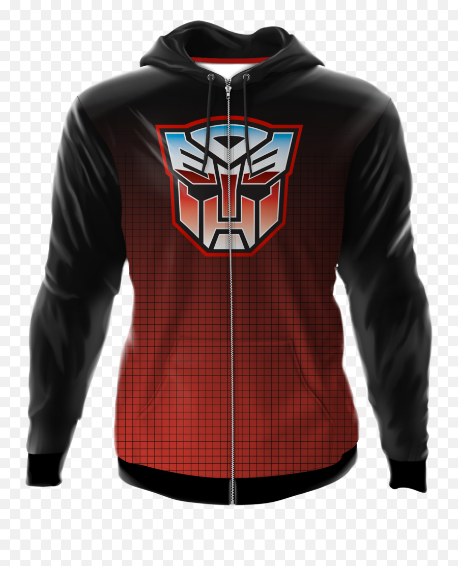 Icon Fade Activewear Autobot Transformers Premium Zippered Hooded Jacket - Cobra Kai Zip Hoodie Png,Autobot Symbol Png