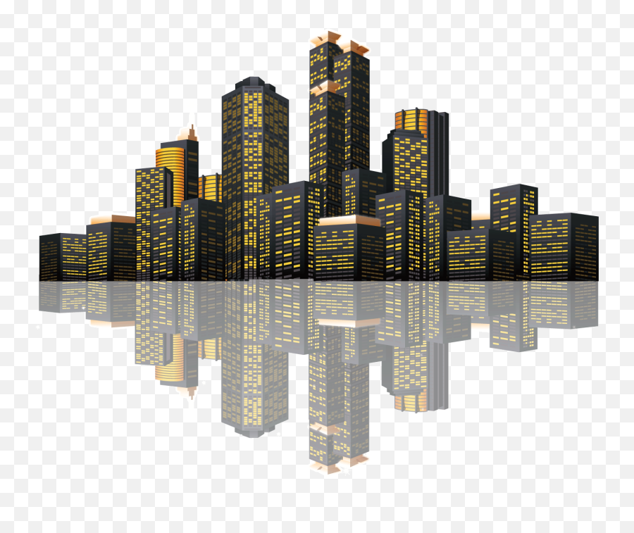 Download Building City Reflection Complex Late Euclidean - City Night Vector Png,City Clipart Png