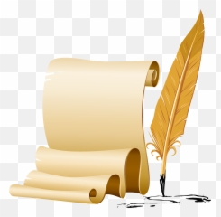Clipart Writing Scroll Transparent - Feather Pen And Paper Png