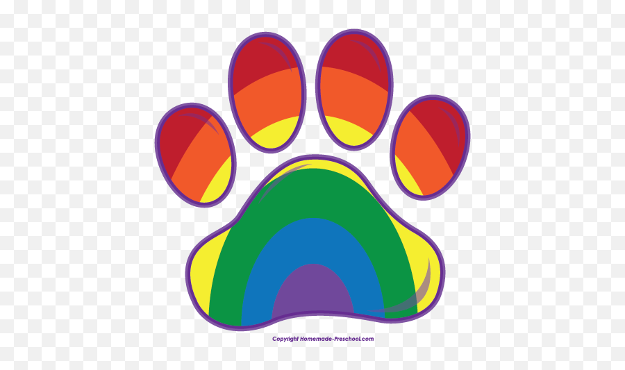 Free Paw Prints Clipart 2 - Clipartingcom Cat Paw Print Rainbow Png,Paw Prints Png