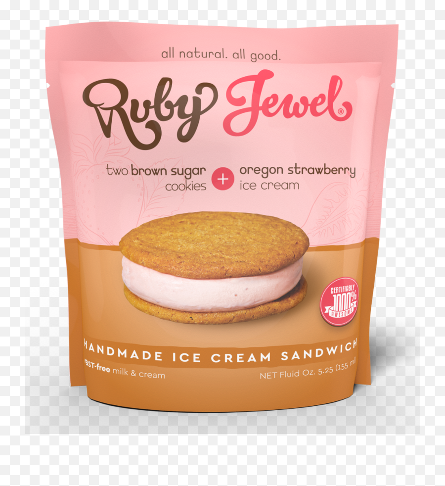 Ruby Jewel Ice Cream Sandwiches Brown Sugar Cookie U0026 Oregon Strawberry 525 Oz 10 Count Png
