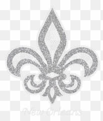 Fleur De Lis Silver Rhinestones With Glitter Border Tshirt - Gold De Transparent png