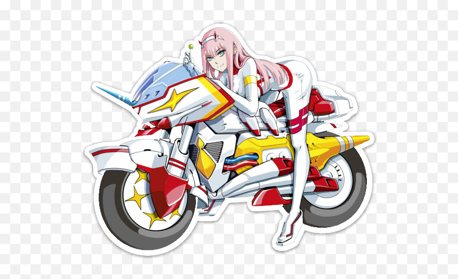 Biker Zero Two Sticker - Illustration Png,Zero Two Png