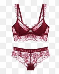 Burgundy Lace Lingerie Set - Conjunto De Ropa Interior Para Mujer Png,Lingerie Png