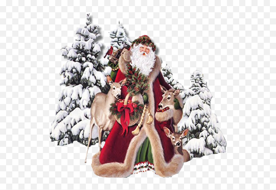 Download Santa Claus And Animals - Christmas Welcome To My Vintage Santa Claus In Forest Png,Santa Hat Transparent Gif