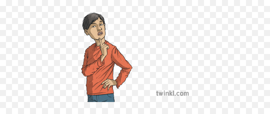 Chinese Boy Thinking People Gestures East Asian Jiang Ks2 2 - Cartoon Boy Standing Thinking Boy Drawing Png,Man Thinking Png