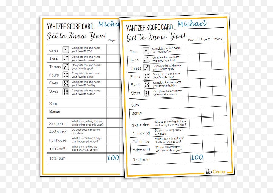 Printable - Yahtzee Score Card Fellowes Vertical Png,Yahtzee Logo