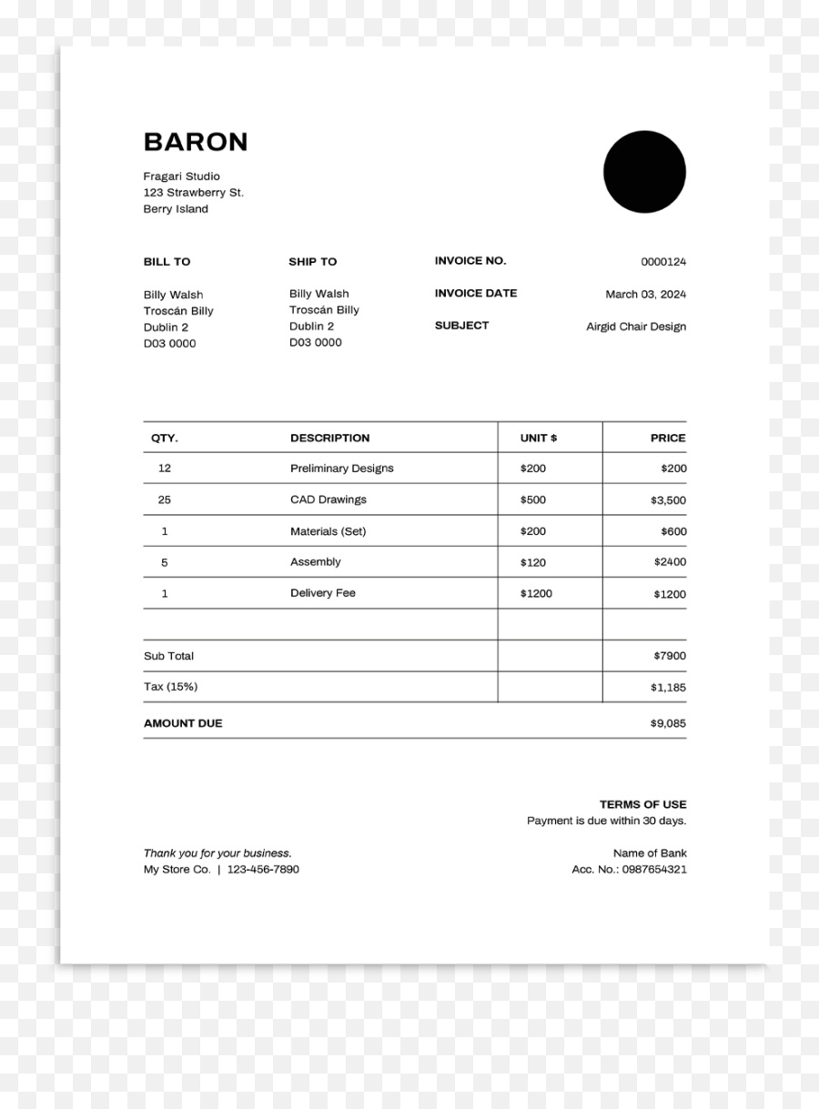 Contemporary Psd Invoice Templates - Dot Png,Baron Cookie Icon