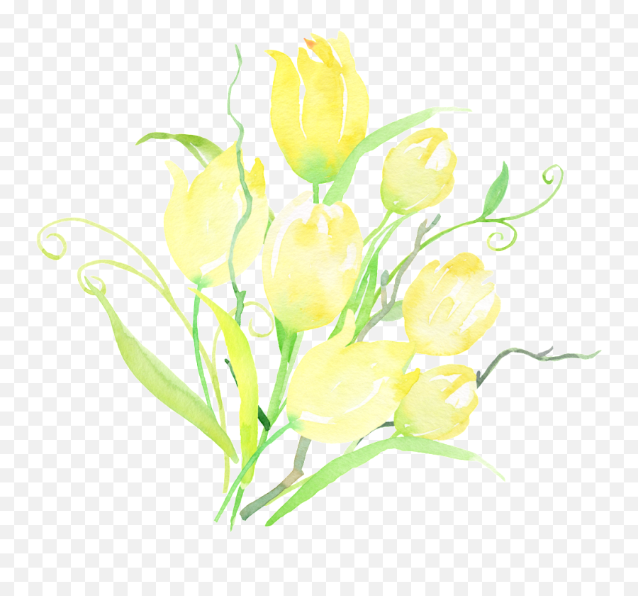 Yellow Gradient Floral Transparent - Tulip Png,Tulip Transparent