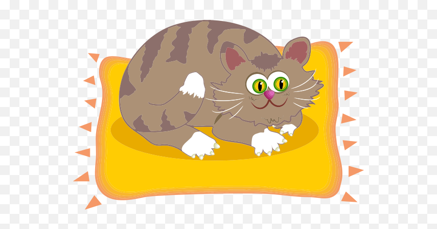 Kitty And Rug Free Svg - Fat Cat On A Mat Cartoon Png,Cartoon Cat Png