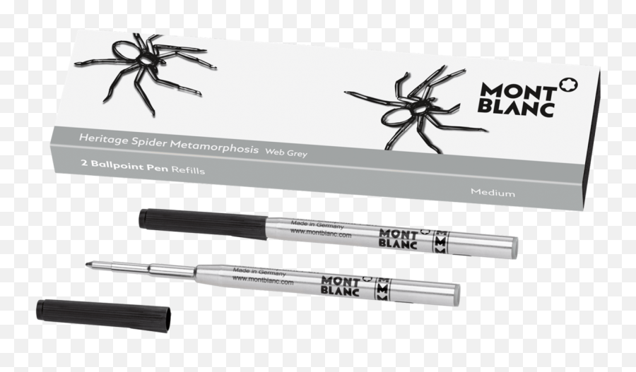 2 Ballpoint Pen Refills M Heritage Spider Gray - Mont Blanc Png,Spiderwebs Png