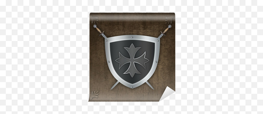 Decorative Silver Shield With Maltese Cross And Swords Wall Mural U2022 Pixers - We Live To Change Emblem Png,Silver Shield Png