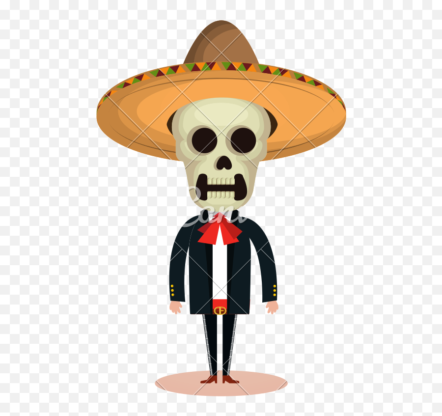 Mexican Mariachi Skeleton Character - Icons By Canva Mexican Wearing Sombrero Png,Mariachi Png