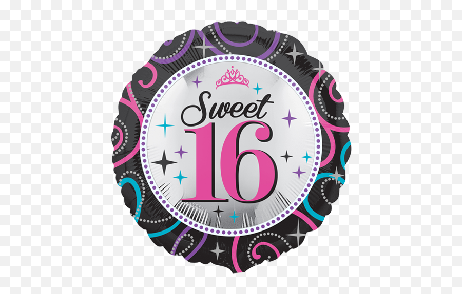 18 Sweet 16 Sparkle Standard Foil Balloon - Happy 16 Birthday Balloons Png,Sweet 16 Png