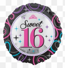 18 Sweet 16 Sparkle Standard Foil Balloon - Happy 16 Birthday Balloons Png,Sweet 16 Png