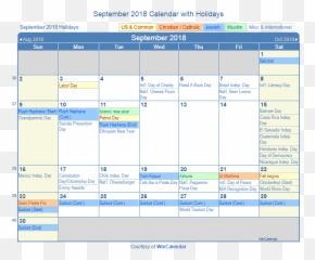 Print Friendly September 2018 Us Calendar For Printing - April 2020 Holiday png