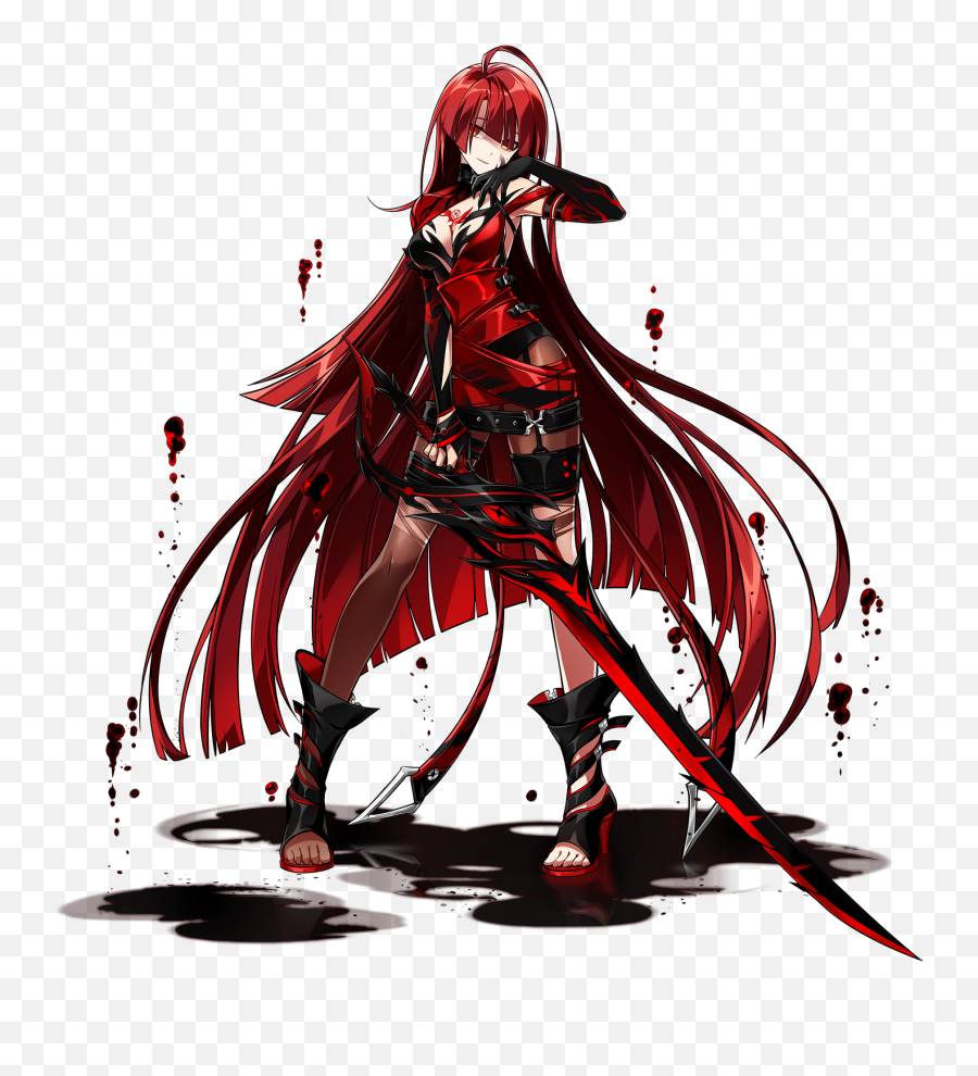 Download Bloody Queen - Elsword Bloody Queen Fanart Png Red Hair Anime Girl,Bloody Knife Png