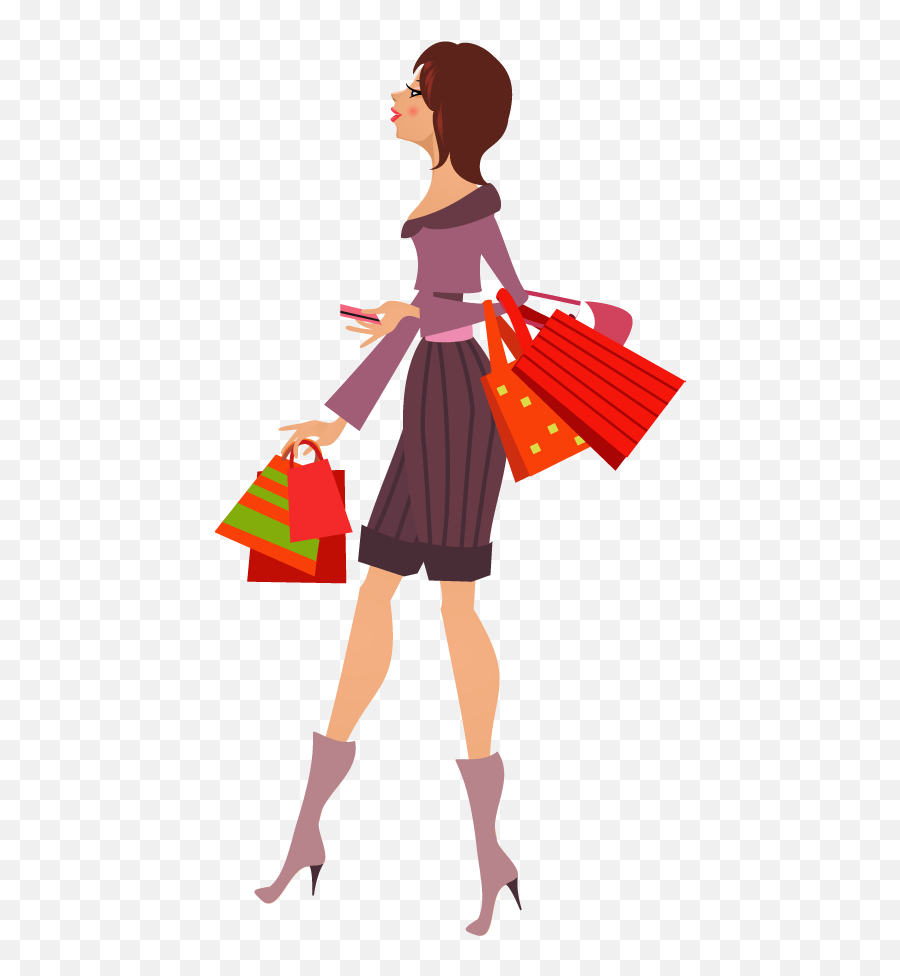 Clipart Woman Transparent Background - Girl With Shopping Bags Clipart Png,Girl Clipart Transparent Background
