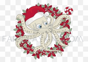 Christmas Octopus Icon New Year Cartoon Vector Illustration Set - Octopus Christmas png