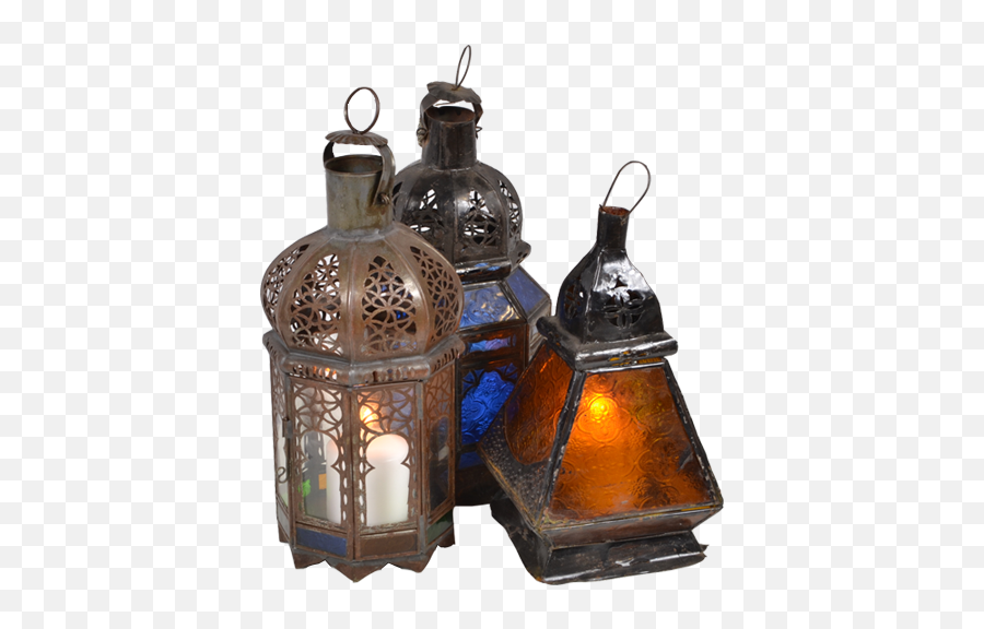 Authentic Moroccan Large Assorted Glass Lanterns - Lantern Png,Lanterns Png