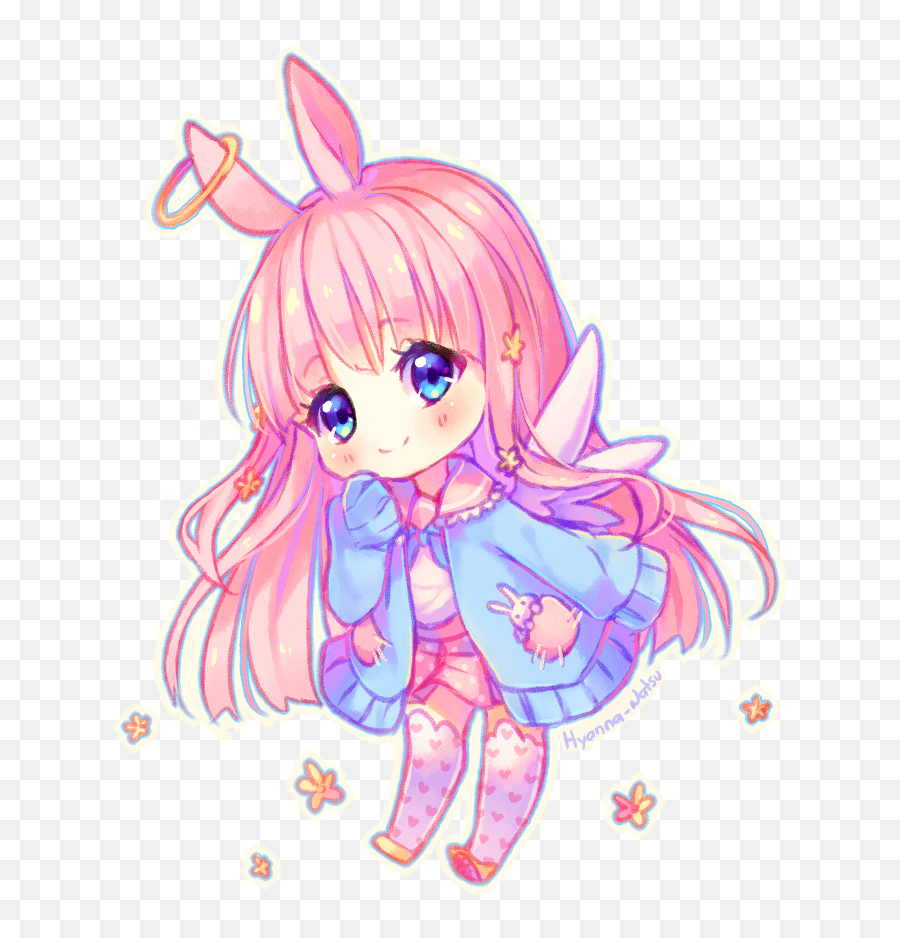 Chibi Kawaii Cute Anime Girl Bunny Sticker By Banyamu - Kawaii Cute Anime Girl Png,Cute Anime Girl Transparent