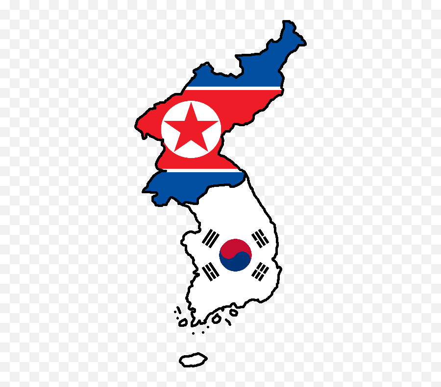 Flag Map Of Korea - Flag North Korea And South Korea Png,South Korea Flag Png