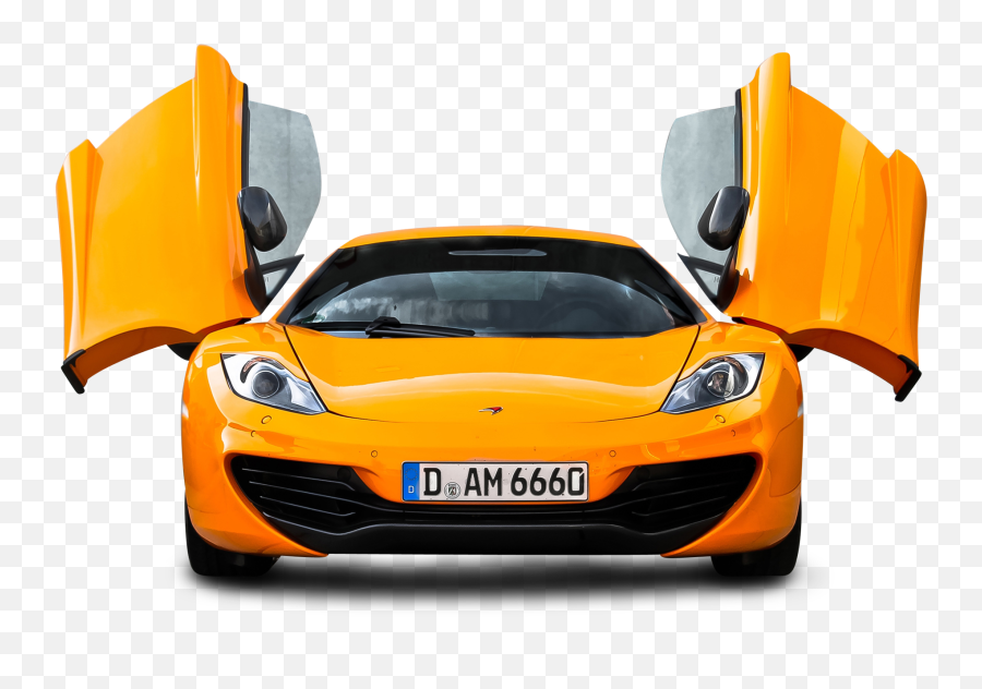 Orange Mclaren 12c Front View Car - Png Of Car,Car Front View Png