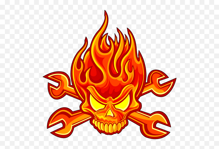 Tete De Mort Feu Orange - Png Logos Fire Skull Clipart Cartoon Skull On Fire,Skull Logo Png