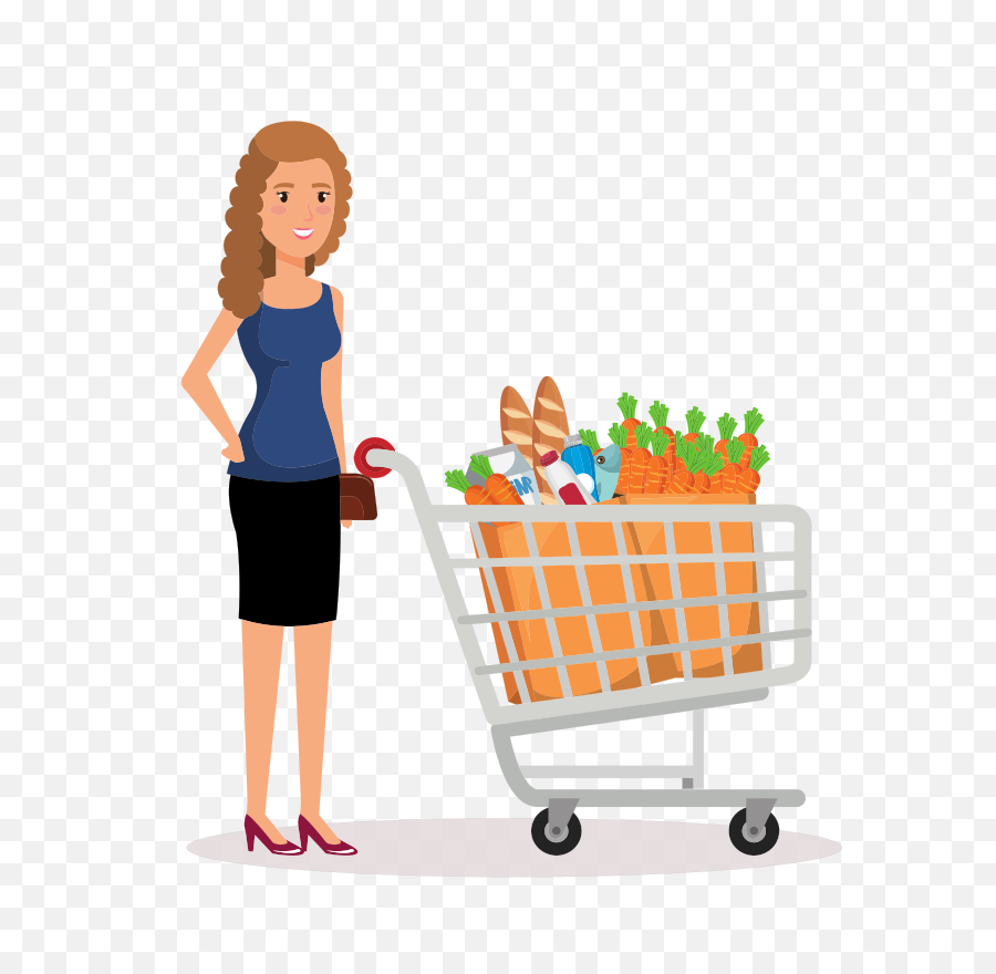 Toyartcart Png Clipart - Royalty Free Svg Png Women Grocery Shopping Cartoon,Cart Png