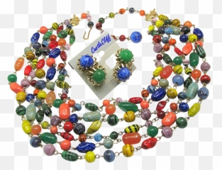 Castlecliffu0027s Awesome Mardi Gras All Glass Set Vintage - Bead Png,Mardi Gras Beads Png