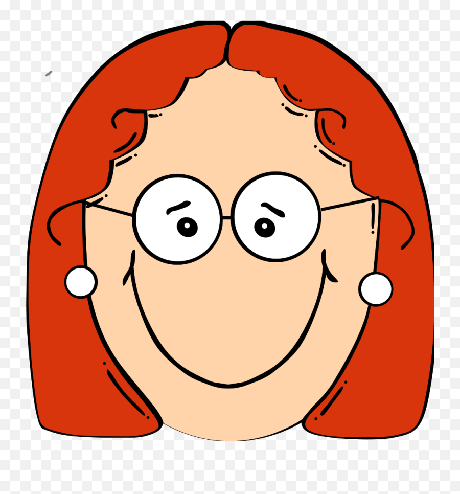 Happy Red Head Girl With Glasses Png Svg Clip Art For Web - Happy Face Person Cartoon,Glasses Clipart Transparent