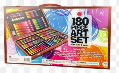 180 Piece Wooden Case Art Set - Graphic Design Png,Piece Of Wood Png