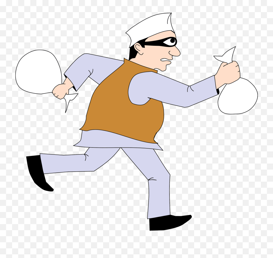 Thief Running With Stolen Money Bags Clipart Free Download - Cartoon  Politician In India Png,Money Bags Png - free transparent png images -  