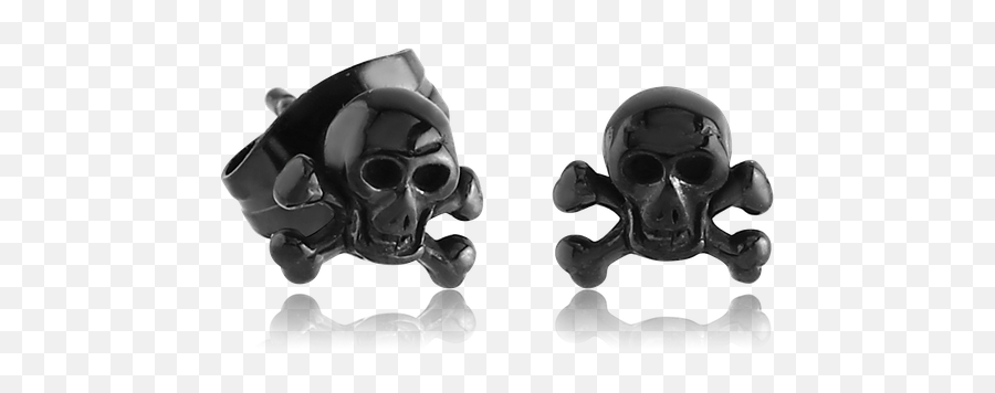 Black Pvd Coated Surgical Steel Grade 316l Skull Crossbones - Solid Png,Skull And Crossbones Transparent