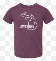 Michigan Awesome State Outline Kids T - Short Sleeve Png,Michigan Outline Transparent
