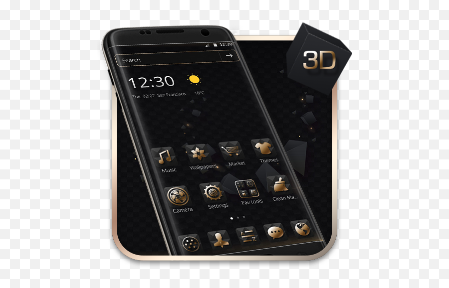 Updated Luxury Golden 3d Black Tech Pc Android App - Portable Png,3d Android Icon Pack