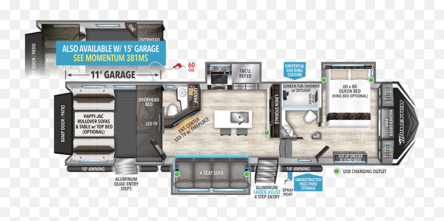 351ms Grand Design - 2022 Grand Design Momentum M Class 351m Png,Icon 80 Fireplace