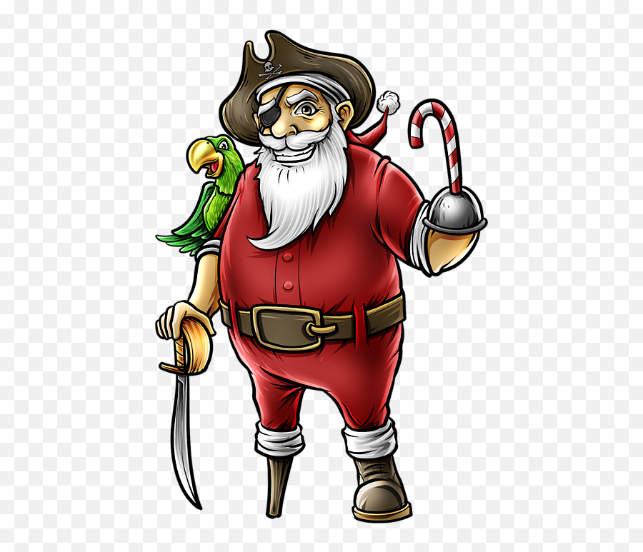 Santa Pirate Funny Christmas Candy Cane Hook Hand Fleece - Santa Pirate Png,Christmas Funny Icon