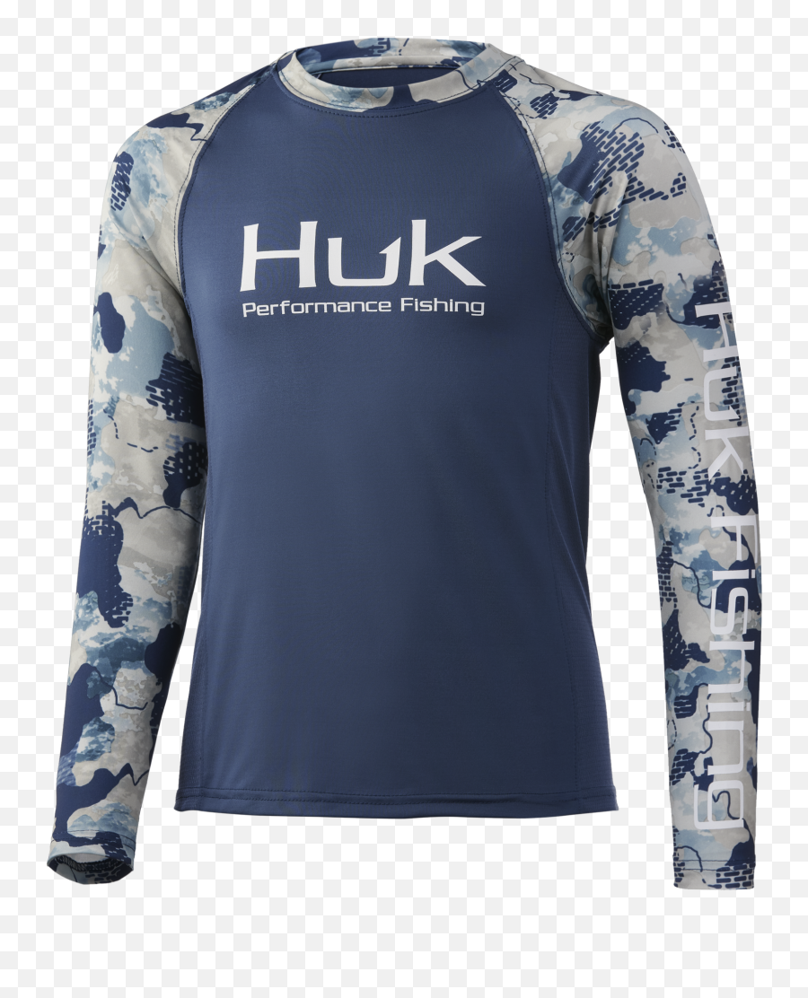 Kids Fishing Clothes Performance Clothing For Boys Huk Png - Kryptex Icon Performance Long Sleeve Yeti Grey