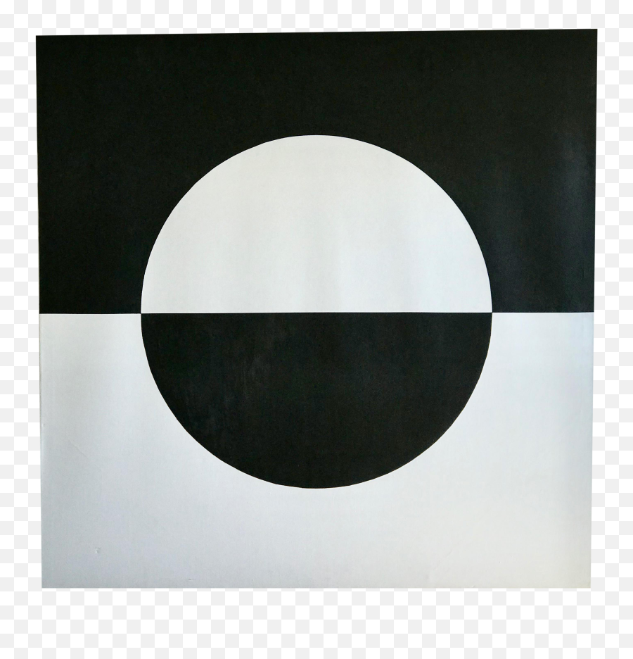 Mid Century Abstract Black And White Inverted Circle Acrylic Painting - Abstract Painting White Circle Png,Painted Circle Png