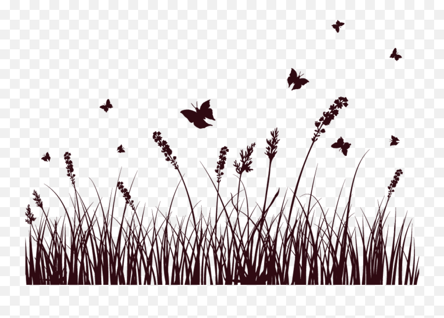 Painted Black Grass Bow Png - Flower And Grass Silhouette Png,Grass Silhouette Png