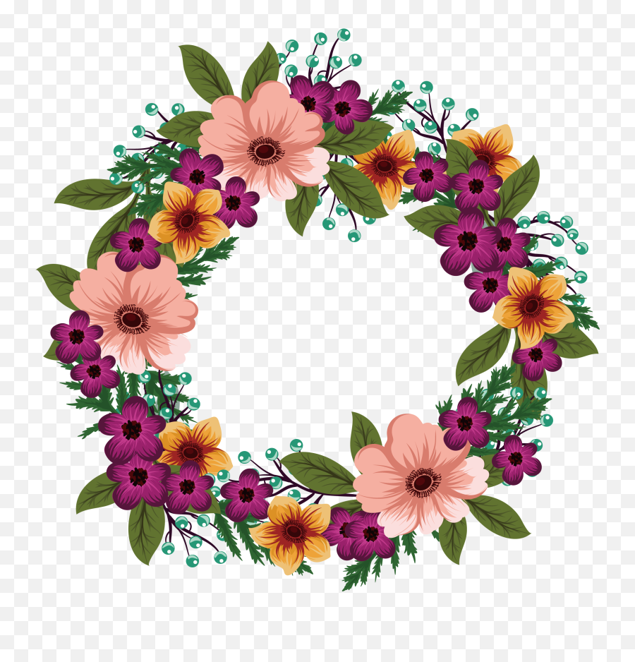 Flower Wreath Png Transparent Free For - Flower Wreath Png Transparent,Wild Flowers Png