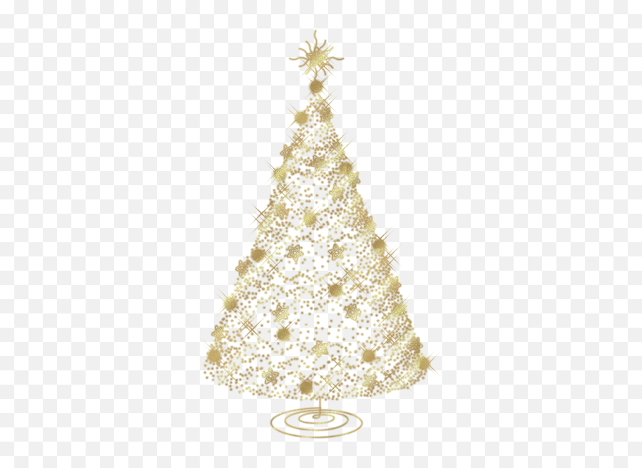 Christmas Gold Tree Png Clipart - Transparent Background Gold Christmas Tree Clipart,White Christmas Tree Png