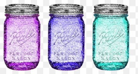Mason Jars Glitter Flowers Png