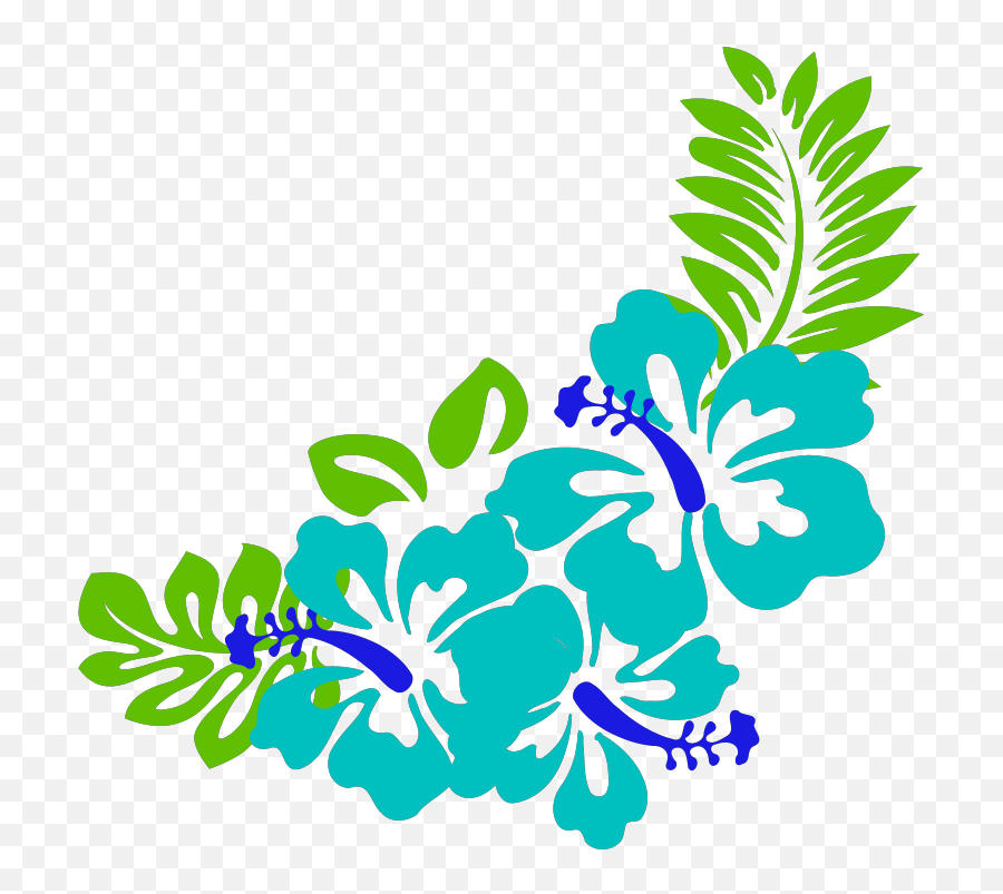 Blue Green Tropical Flowers Png Svg - Hawaiian Flowers Clip Art,Tropical Flowers Png