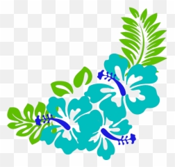Blue Green Tropical Flowers Png Svg - Hawaiian Clip Art