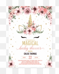 Pink And Gold Unicorn Baby Shower - Unicorn Baby Shower Invitations Png,Gold Unicorn Png