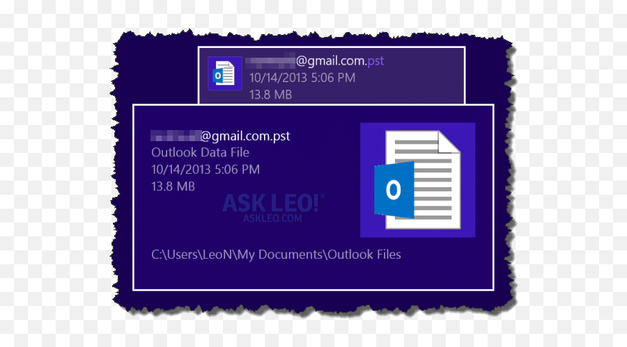 Where Is My Outlook Pst File Located - Ask Leo Horizontal Png,Outlook Express Icon