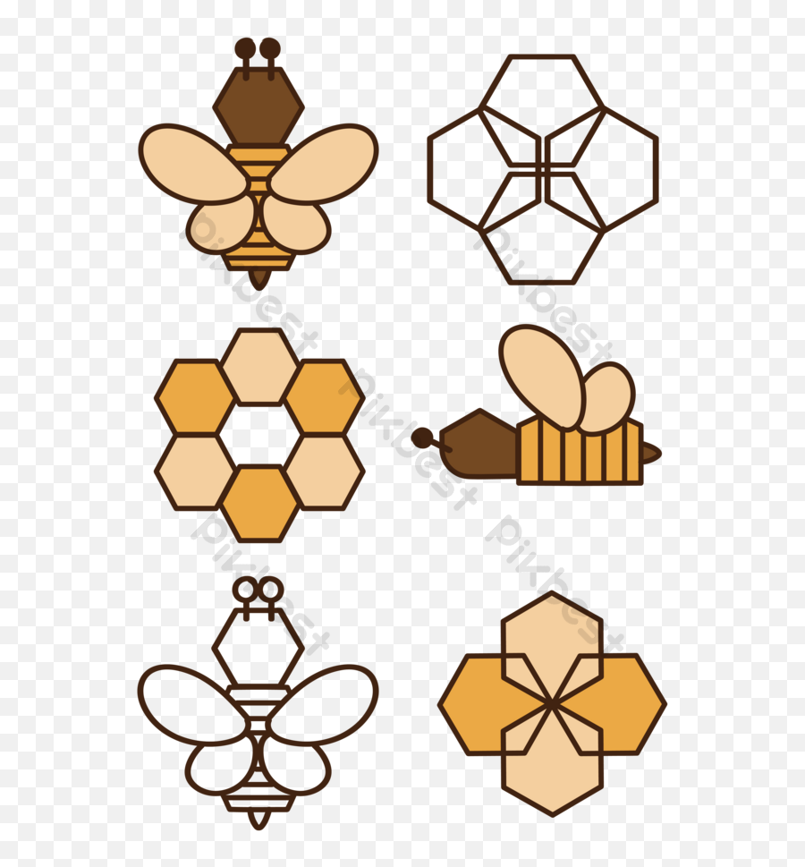 Geometric Icons Bees And Hive Ai Free Download - Pikbest Abeja Con Figuras Geometricas Png,Bees Icon