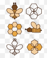 Geometric Icons Bees And Hive Ai Free Download - Pikbest Abeja Con Figuras Geometricas png
